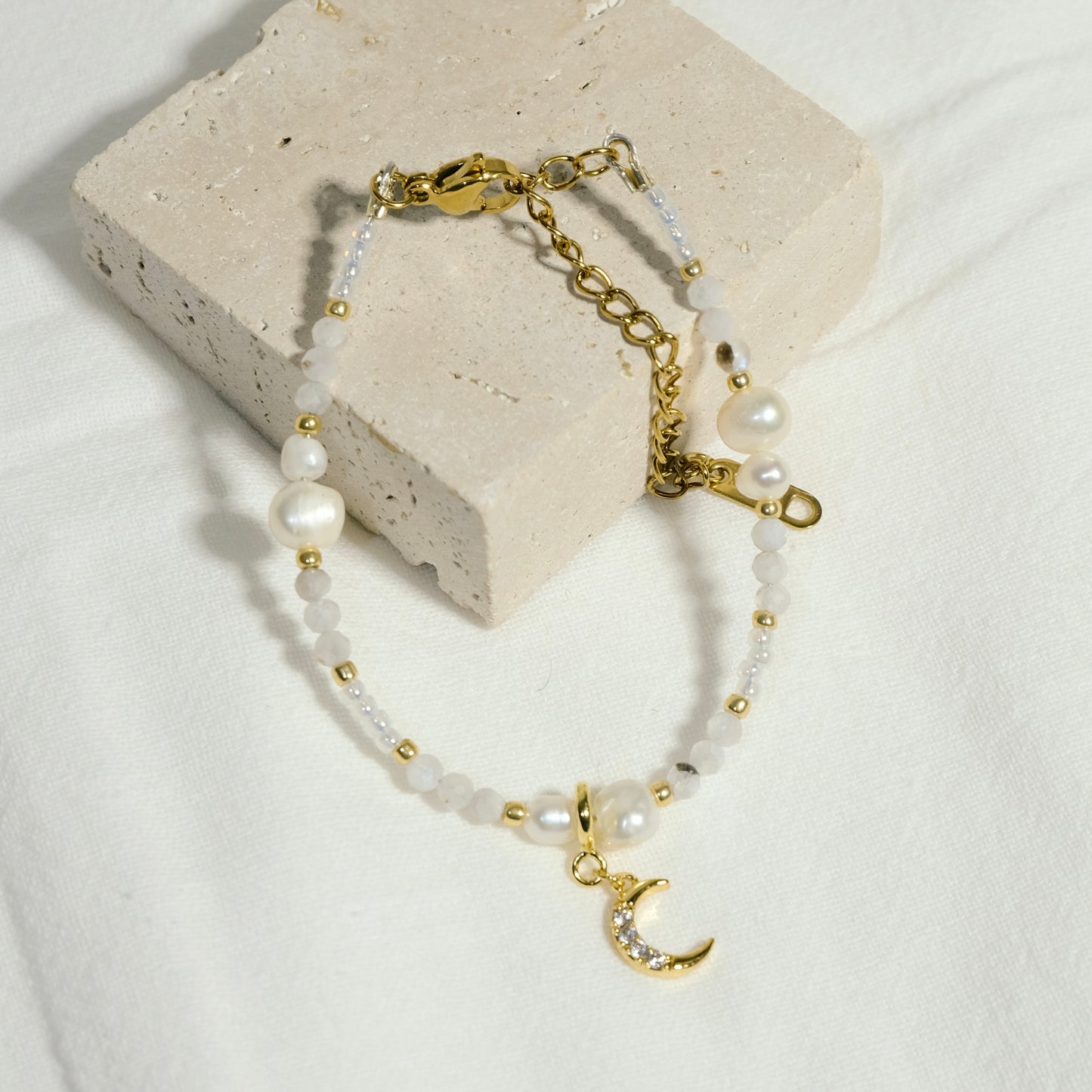 Crescent Charm Beaded Bracelet