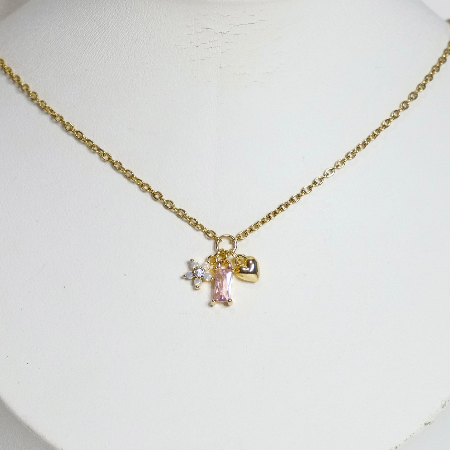 Pink Emerald Charm Necklace