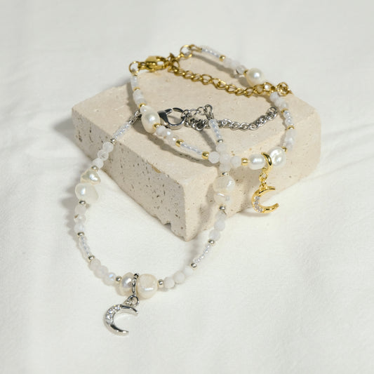 Crescent Charm Beaded Bracelet