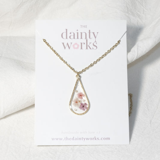 Pink Floral Resin Necklace