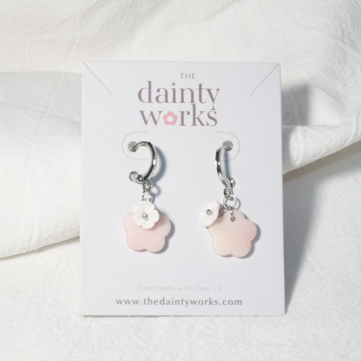 Pink Flower Clay Earrings