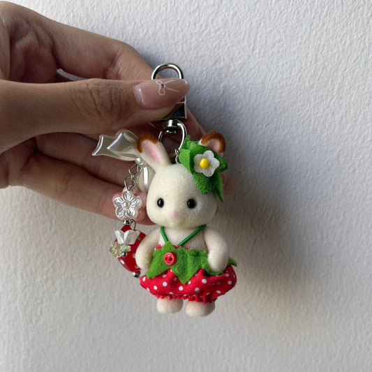 Strawberry Rabbit Sylvanian Families Keychain