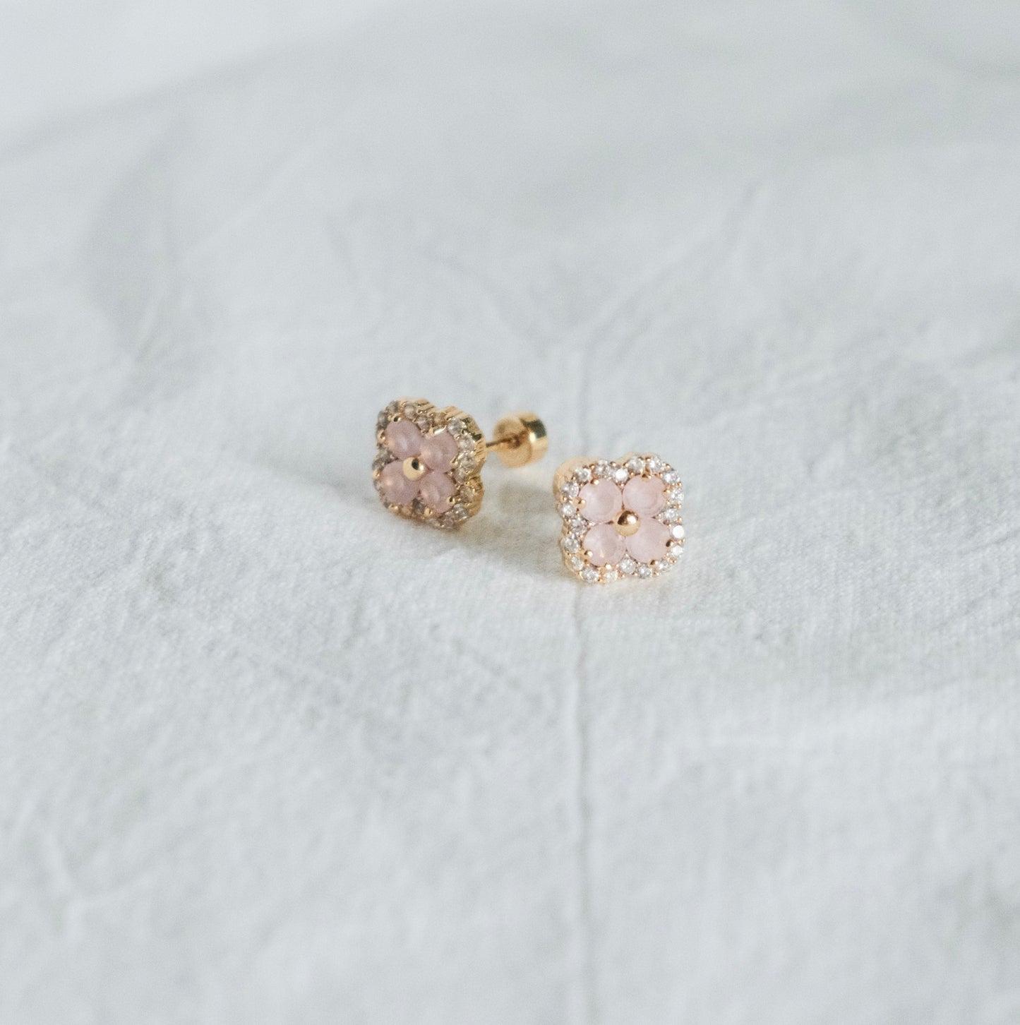 Clovelle Pink Clover Stud Earrings