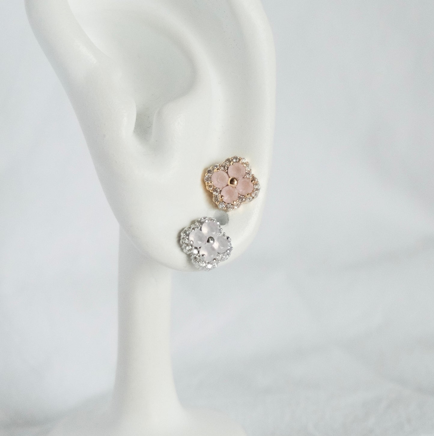 Clovelle Pink Clover Stud Earrings