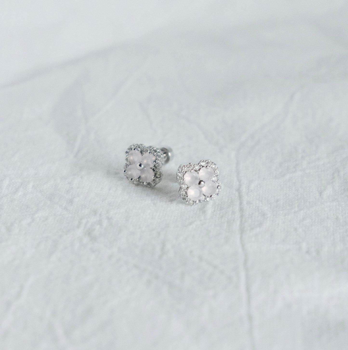 Clovelle Pink Clover Stud Earrings