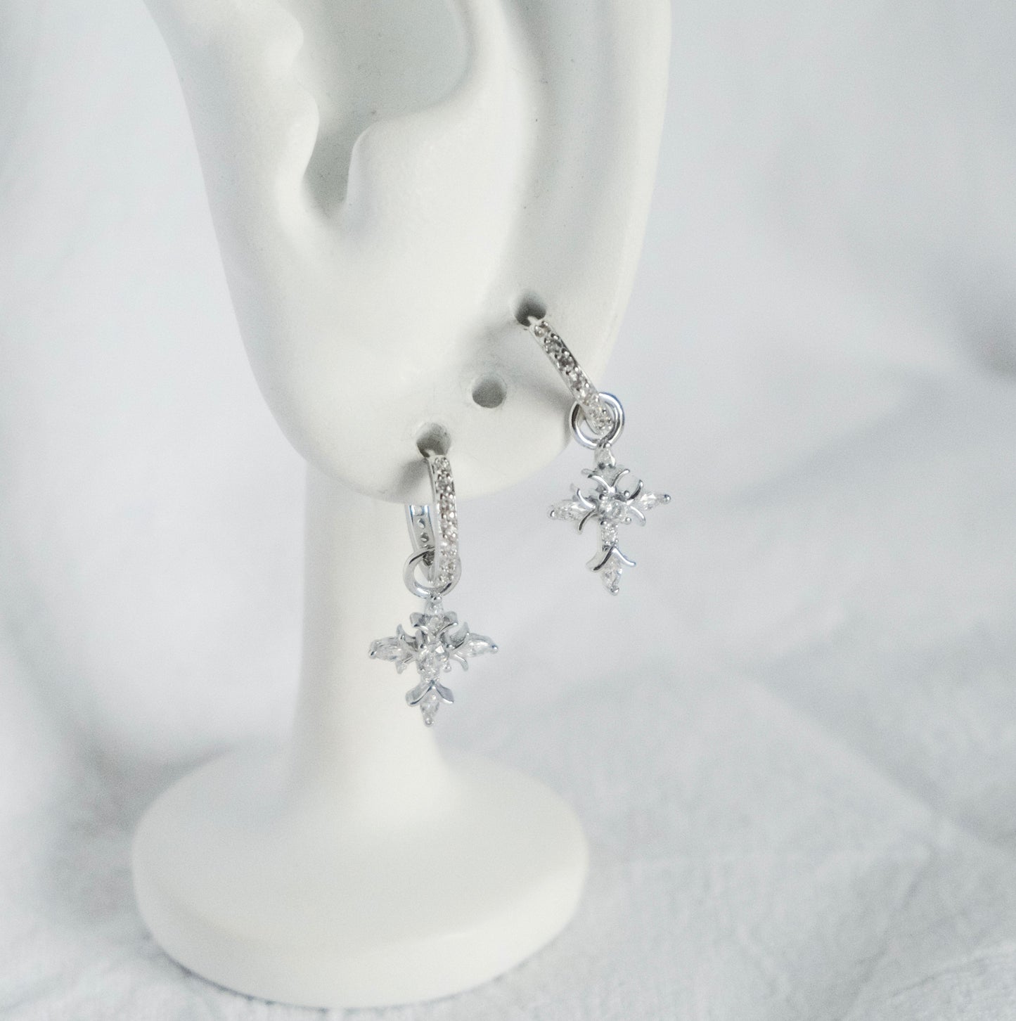 Estelle Cross Hoop Earrings